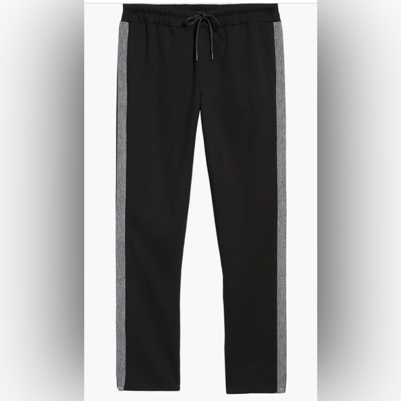 PAIGE Black Joggers with Gray Stripes